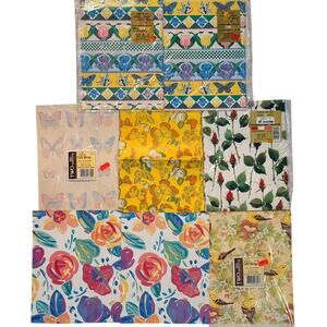 Vintage Gift Wrap Lot 8 Packs NOS American Greetings Buzza Floral Butterfly Bird